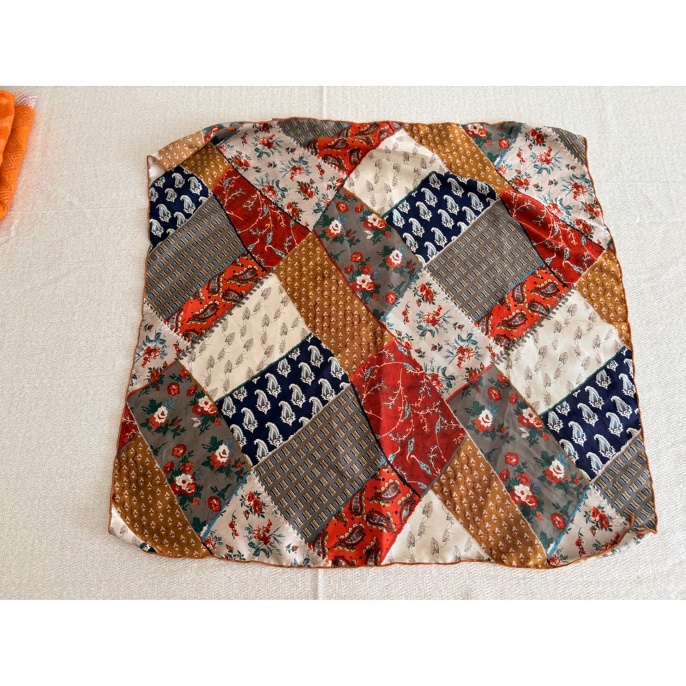 Unbranded Patchwork Scarf OS Multicolor Excellent Floral Paisley Square Boho